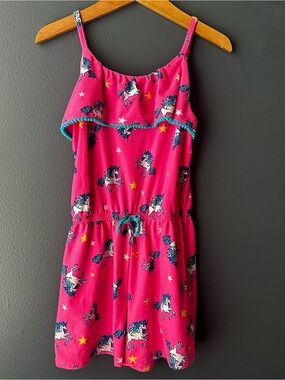 🦄 EXTREMELY ME Girls romper shorts pink size 10/12 unicorns stars L